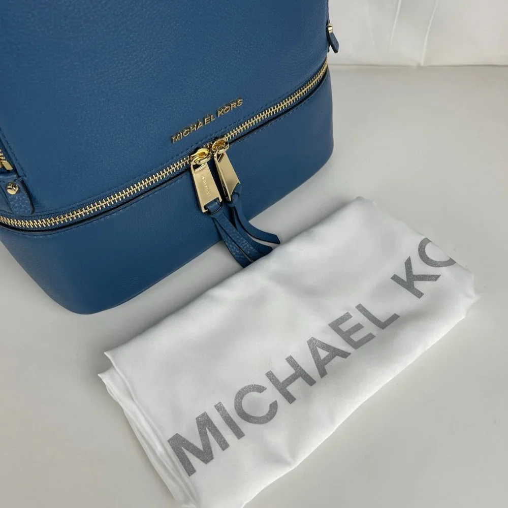 New Michael Kors Rhea Medium Leather Backpack - Picture 4 of 9
